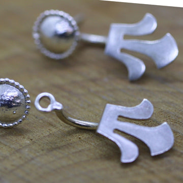 Sterling Silver Stud Earrings,Lotus Earrings,Fine Jewelry for Women,Ear Jackets for Women,Geometric Earrings,Cute Earrings,Mother's Day Gift
